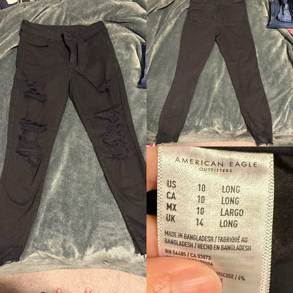 American Eagle Outfitters Women's Distressed Black Skinny Jeans